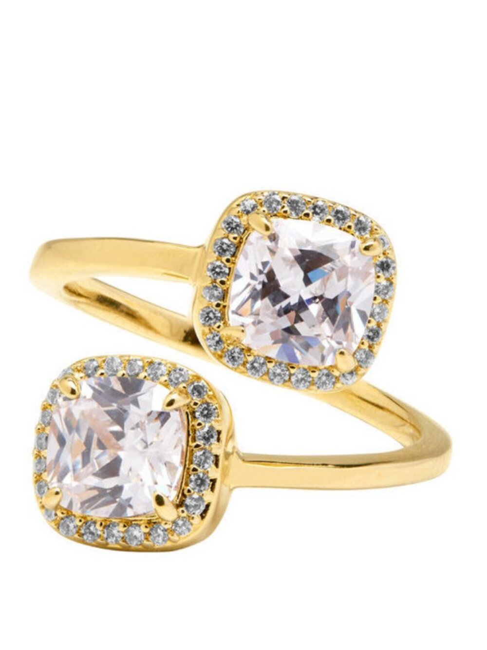 New! Henri Bendel Pave Asscher Wrap Ring in Gold with Cubic Zirconia Stones